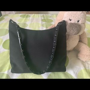 SALVATORE FERRAGAMO Black Nylon & Leather Hobo Bag